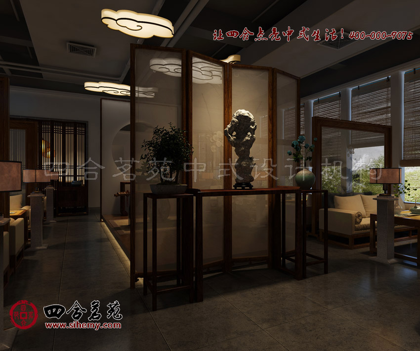 空間規(guī)劃與古樸的裝飾表情 中式茶樓設(shè)計(jì)效果圖
