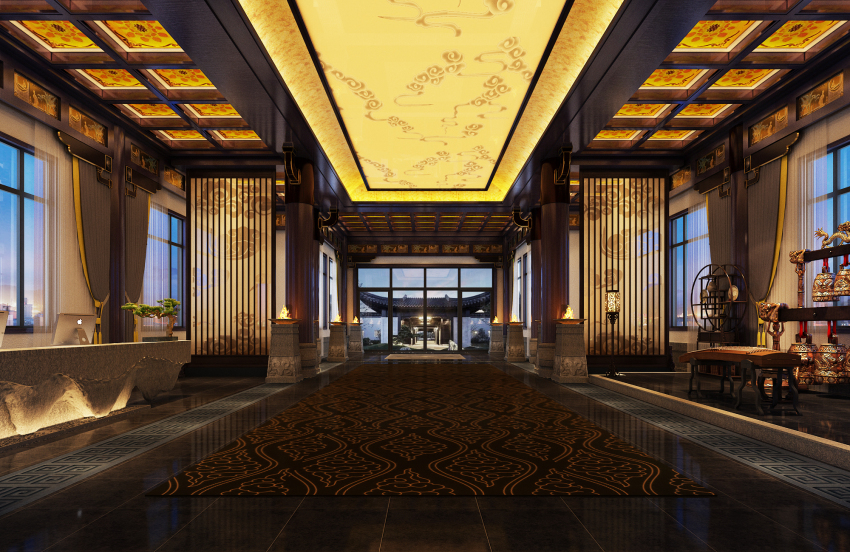 庭院中蒼翠蔥蘢的怡人精致 五星酒店裝修設計欣賞